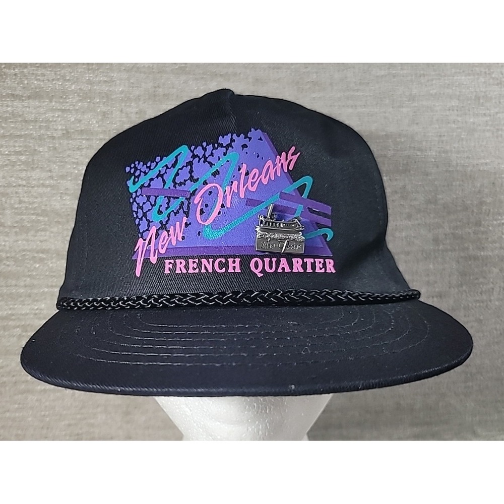 New Orleans French Quarter Mens Snapback Hat KC Brand Black Rope‎ Detail